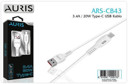 Auris CB43 3.4A Type-C Kablo